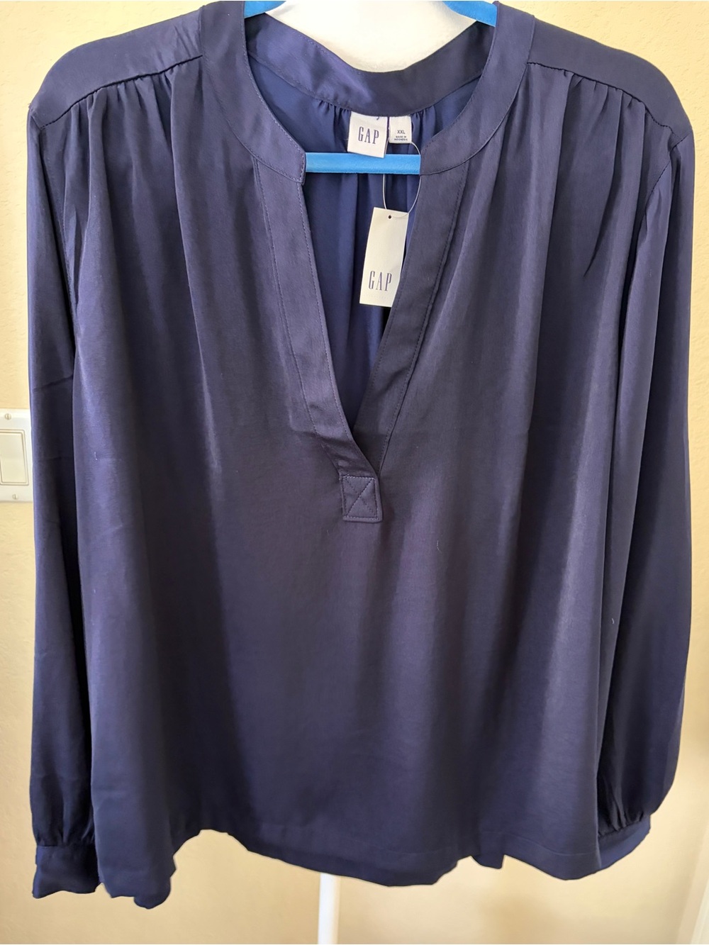 GAP Navy Long-Sleeve Split V-Neck Tunic